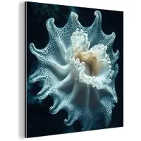 MuchoWow Aluminium schilderij 50x50 cm - Wanddecoratie metaal - Zeewezen - Wit - Golven - Water - Metalen muurdecoratie woonkamer - Decoratie industrieel - Foto op dibond - Industriële accessoires slaapkamer