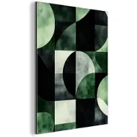 MuchoWow Aluminium schilderij 120x160 cm - Wanddecoratie metaal - Abstract - Groen - Vormen - Metalen muurdecoratie woonkamer - Decoratie industrieel - Foto op dibond - Industriële accessoires slaapkamer