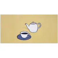 PosterMonkey Poster 120x60 cm - Theepot - Kopje - Beige - Illustratie - Posters - Kamer decoratie - Wanddecoratie woonkamer - Muurdecoratie slaapkamer