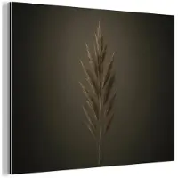 MuchoWow Aluminium schilderij 120x90 cm - Wanddecoratie metaal - Tak - Pluimgras - Donkerbruin - Metalen muurdecoratie woonkamer - Decoratie industrieel - Foto op dibond - Industriële accessoires slaapkamer