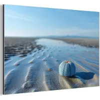 MuchoWow Aluminium schilderij 180x120 cm - Wanddecoratie metaal - Strand - Schild - Water - Blauw - Metalen muurdecoratie woonkamer - Decoratie industrieel - Foto op dibond - Industriële accessoires slaapkamer
