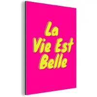 MuchoWow Aluminium schilderij 90x120 cm - Wanddecoratie metaal - Quote - Retro - Roze - Metalen muurdecoratie woonkamer - Decoratie industrieel - Foto op dibond - Industriële accessoires slaapkamer