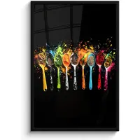 PosterMonkey Poster in lijst - Fotolijst 60x90 cm - Posters - Lepels - Kruiden - Modern - Graffiti - Verf - Kleurrijk - Posterlijst zwart - Decoratie - Wanddecoratie woonkamer - Muurdecoratie slaapkamer