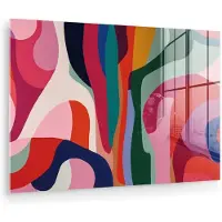 MuchoWow Glasschilderij 60x40 cm - Schilderij acrylglas - Vormen - Bochten - Kleurrijk - Abstract - Foto op glas - Muurdecoratie woonkamer - Wanddecoratie slaapkamer - Schilderijen