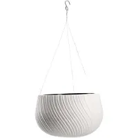 Kadax Hangpot, bloemenhanger met ketting en haak, hangplantenpot voor rankbloemen, plantenbak met inzetstuk, plantenbescherming voor binnen en buiten (diameter 32 cm, wit)