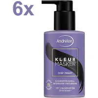 Andrélon Kleurmasker Diep Zwart – 6x 200ml – Voordeelverpakking – Intensieve Voeding & Glans
