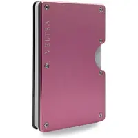 Veltra Wallet | Aluminium Pasjeshouder met RFID-bescherming – Moneyclip – 15 Pasjes – Verend Mechanisme – Mannen & Vrouwen - Rosé