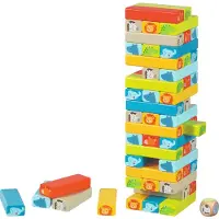 Goki Balancerende toren - Dieren - Hout - Met Gekleurde Dobbelsteen - 4 Jaar