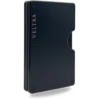 Veltra Wallet | Aluminium Pasjeshouder met RFID-bescherming – Moneyclip – 15 Pasjes – Verend Mechanisme – Mannen & Vrouwen - Onyxzwart