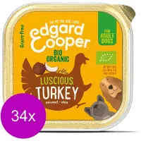 Edgard & Cooper Biologische Kalkoen Kuipje - Voor volwassen honden - Hondenvoer - 34 x 100g NL-BIO-01