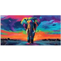 PosterMonkey Poster 120x60 cm - Olifant - Kleurrijk - Lucht - Abstract - Posters - Kamer decoratie - Wanddecoratie woonkamer - Muurdecoratie slaapkamer