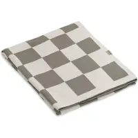 Knit Factory Caro Gebreid Plaid - Woondeken - Plaid - Katoenen deken - Kleed - Geblokt motief - Ecru/Urban Green - 160x130 cm