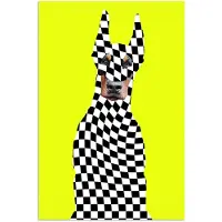 PosterMonkey Poster 120x180 cm - Dobermann - Geblokt - Geel - Posters - Kamer decoratie - Wanddecoratie woonkamer - Muurdecoratie slaapkamer XXL