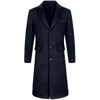 Allthemen ALLTHEMAN Heren Effen Lange Winterjas tot over de Knie - Wollen Slank fit Warm Jasje - S
