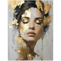 PosterMonkey Poster 90x120 cm - Sierlijk - Vrouw - Goud - Ogen - Posters - Kamer decoratie - Wanddecoratie woonkamer - Muurdecoratie slaapkamer