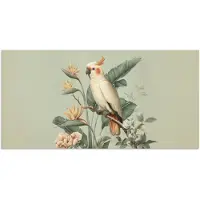 PosterMonkey Poster 40x20 cm - Gele kuifkaketoe - paradijsvogelbloemen - Groen - Posters - Kamer decoratie - Wanddecoratie woonkamer - Muurdecoratie slaapkamer