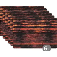 KitchenYeah Placemat - Hardhout - Robuust - Patronen - 45x30 cm - 6 stuks - Hittebestendig - Anti-Slip - Onderlegger - Afneembaar