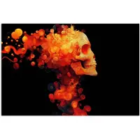 PosterMonkey Poster 30x20 cm - Schedel - Oranje - Zijaanzicht - Vlammen - Posters - Kamer decoratie - Wanddecoratie woonkamer - Muurdecoratie slaapkamer