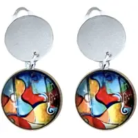 Charme Bijoux Clip oorbellen -Rivka- rood- zilverkleur-geen gaatje-