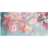 PosterMonkey Poster 40x20 cm - Eikenbladeren - Takken - Roze - Posters - Kamer decoratie - Wanddecoratie woonkamer - Muurdecoratie slaapkamer
