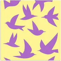 PosterMonkey Poster 50x50 cm - Vogels - Cirkel - Geel - Beweging - Posters - Kamer decoratie - Wanddecoratie woonkamer - Muurdecoratie slaapkamer