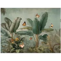 PosterMonkey Poster 120x90 cm - Tropisch bladerdek - Vlinders - groen - Bruin - Posters - Kamer decoratie - Wanddecoratie woonkamer - Muurdecoratie slaapkamer