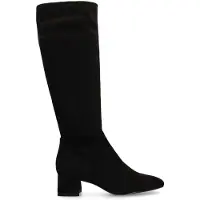Manfield Zwarte stretch laarzen met hak | Maat 38