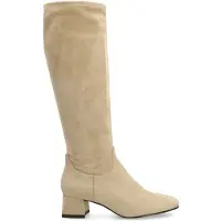 Manfield Beige stretch laarzen met hak | Maat 42