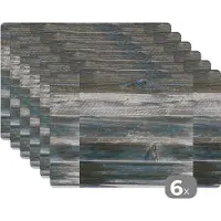 KitchenYeah Placemat - Vintage - Patroon - Hout - 45x30 cm - 6 stuks - Hittebestendig - Anti-Slip - Onderlegger - Afneembaar