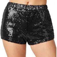 TecTake paillettenshort zwart - maat S - lengte 28 cm