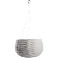 Kadax Hangpot, bloemenhanger met ketting en haak, hangplantenpot voor rankbloemen, plantenbak met inzetstuk, plantenbescherming voor binnen en buiten (diameter 32 cm, lichtgrijs)