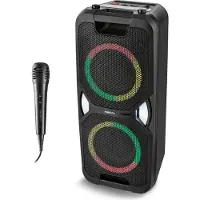 Medion PE-1 Pure Partybox (accu, met microfoon, grote draagbare Bluetooth-luidspreker, muziekbox met lichteffecten, partyluidspreker met karaoke, 2 microfoonaansluitingen, AUX, USB, radio), MD400000