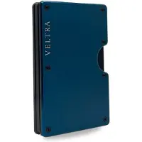 Veltra Wallet | Aluminium Pasjeshouder met RFID-bescherming – Moneyclip – 15 Pasjes – Verend Mechanisme – Mannen & Vrouwen - Marineblauw