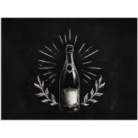 PosterMonkey Poster 160x120 cm - Champagnefles - Lauriertakken - Zwarte achtergrond - Posters - Kamer decoratie - Wanddecoratie woonkamer - Muurdecoratie slaapkamer XXL