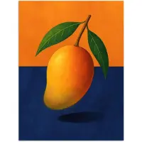 PosterMonkey Poster 120x160 cm - Mango - Vlakken - Bladeren - Oranje - Posters - Kamer decoratie - Wanddecoratie woonkamer - Muurdecoratie slaapkamer XXL