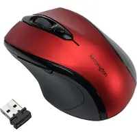 Kensington Draadloze muis Pro Fit, voor rechtshandigen, 1750 dpi, 5 knoppen & scrollwiel, USB-ontvanger, incl. 2 x AAA-batterijen, robijnrood