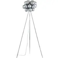 LUCANDE Vloerlamp Diborah , alu / grijs / zink, Woon-/ Eetkamer, Glas, Design, vloerlamp