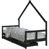 Syfax Kinderbedframe 80x200 cm massief grenenhout zwart
