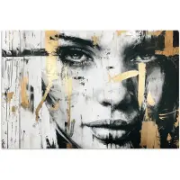 PosterMonkey Poster 90x60 cm - Portret - Vrouw - Penseelstreken - Goud - Posters - Kamer decoratie - Wanddecoratie woonkamer - Muurdecoratie slaapkamer