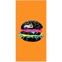 PosterMonkey Poster 75x150 cm - Hamburger - Oranje - Neon - popart - Posters - Kamer decoratie - Wanddecoratie woonkamer - Muurdecoratie slaapkamer