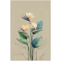 PosterMonkey Poster 20x30 cm - Paradijsvogelbloemen - Blauwgroene bladeren - Beige - Posters - Kamer decoratie - Wanddecoratie woonkamer - Muurdecoratie slaapkamer