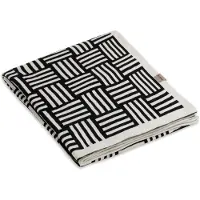 Knit Factory Dash Gebreid Plaid - Woondeken - plaid - Katoenen deken - Kleed - Geblokt/strepen motief - Ecru/Zwart - 160x130 cm