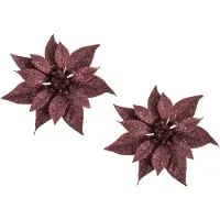 COSY&TRENDY Kerstboomversiering Kerstster - 2x stuks - 18 cm - donkerrood - op clip - ornament - ster
