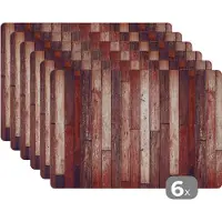 KitchenYeah Placemat - Plank - Vintage - Patroon - 45x30 cm - 6 stuks - Hittebestendig - Anti-Slip - Onderlegger - Afneembaar