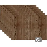 KitchenYeah Placemat - Eikenhout - Patronen - Planken - 45x30 cm - 6 stuks - Hittebestendig - Anti-Slip - Onderlegger - Afneembaar
