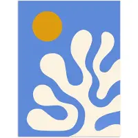 PosterMonkey Poster 30x40 cm - Minimalistisch - Organisch patroon - Blauw - Posters - Kamer decoratie - Wanddecoratie woonkamer - Muurdecoratie slaapkamer