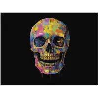PosterMonkey Poster 40x30 cm - Penseelstreken - Schedel - Kleurrijk - Abstract - Posters - Kamer decoratie - Wanddecoratie woonkamer - Muurdecoratie slaapkamer