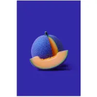 PosterMonkey Poster 120x180 cm - Meloen - Blauw - Oranje - Kunstzinnig - Posters - Kamer decoratie - Wanddecoratie woonkamer - Muurdecoratie slaapkamer XXL