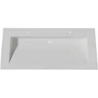 Lambini Designs Flora solid surface wastafel 100cm met 2 kraangaten wit mat