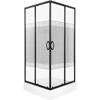 Kerra Xenia douchecabine met douchebak en schuifdeur 80x80cm zwart mat